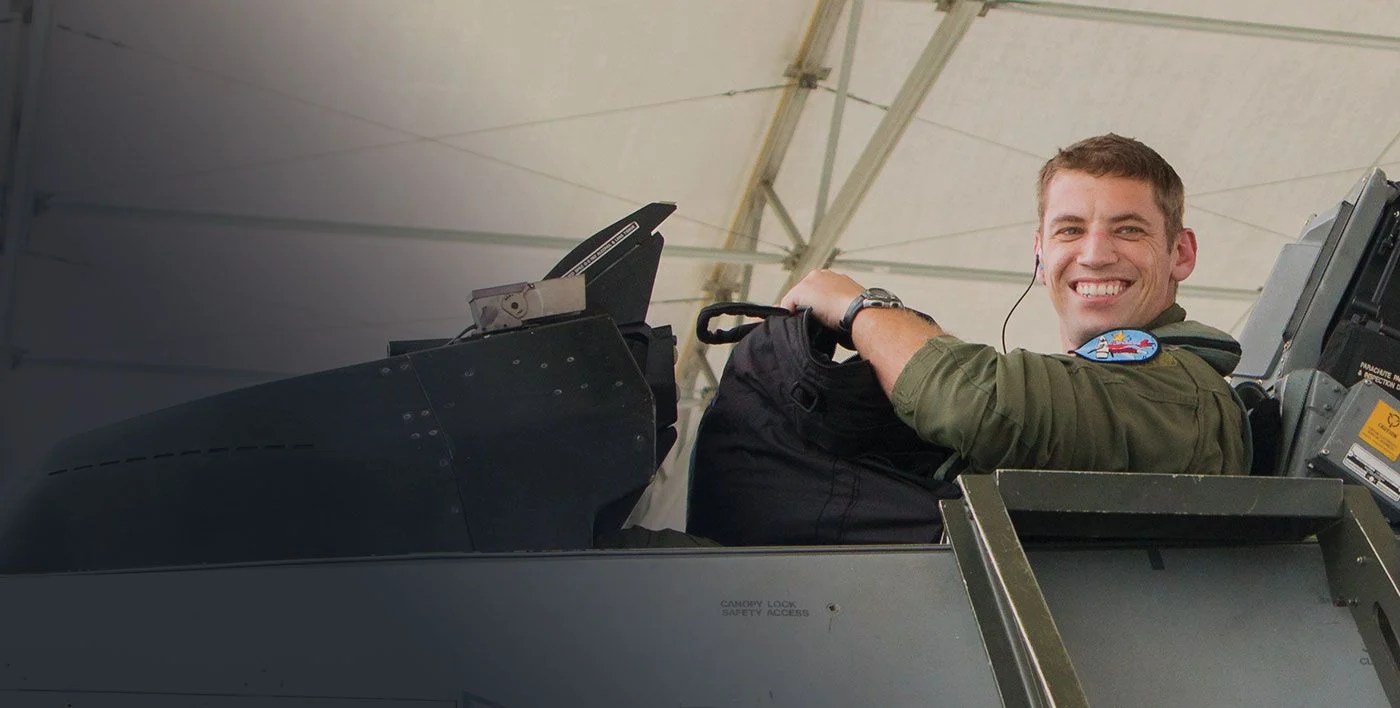 Major Rick “GUNS” Garin in the cockpit of an F-16